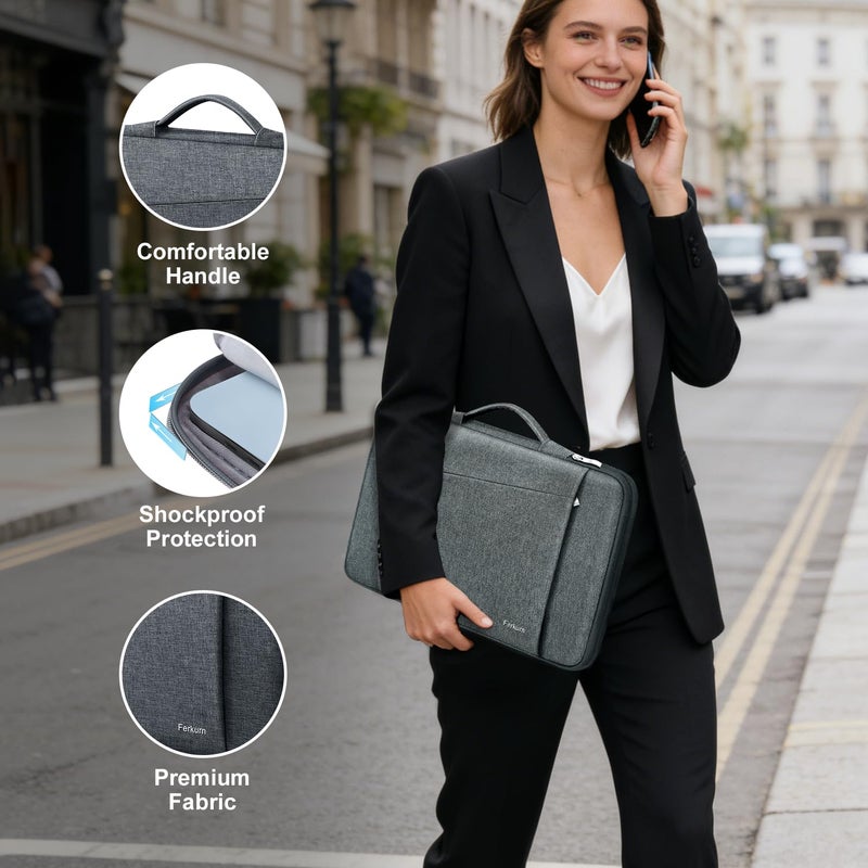Ferkurn Laptop Case Sleeve for Men Women Chromebook Case Compatible with MacBook Air/Pro Lenovo Surface HP Dell ASUS Acer, 15.6 inch, Gray - Image 4